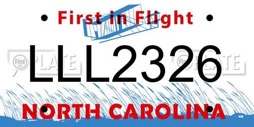 LLL2326 North Carolina License Plate