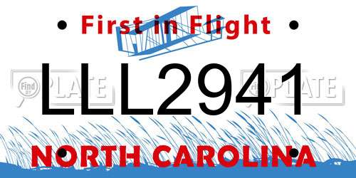 LLL2941 North Carolina License Plate