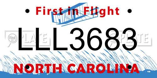 LLL3683 North Carolina License Plate