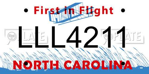 LLL4211 North Carolina License Plate