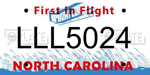 LLL5024 North Carolina License Plate