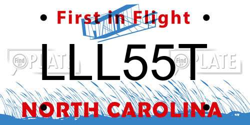 LLL55T North Carolina License Plate