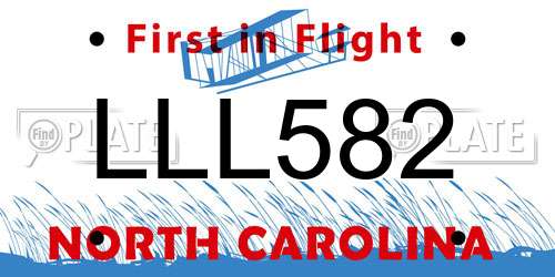 LLL582 North Carolina License Plate