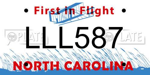 LLL587 North Carolina License Plate