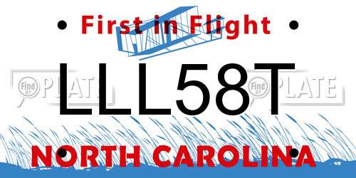 LLL58T North Carolina License Plate