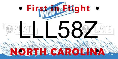 LLL58Z North Carolina License Plate