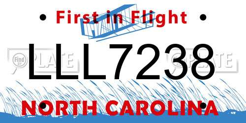 LLL7238 North Carolina License Plate