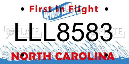LLL8583 North Carolina License Plate