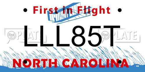 LLL85T North Carolina License Plate