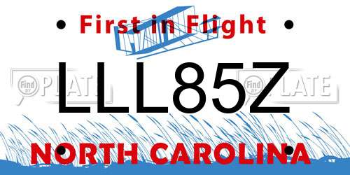 LLL85Z North Carolina License Plate