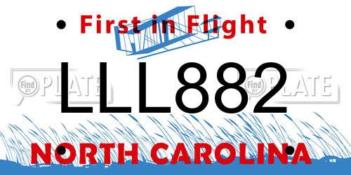 LLL882 North Carolina License Plate