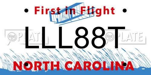 LLL88T North Carolina License Plate