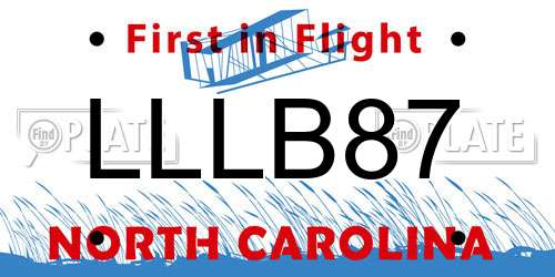 LLLB87 North Carolina License Plate