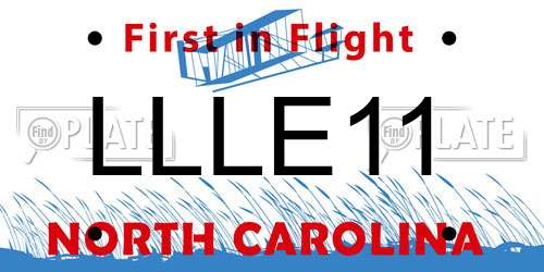 LLLE11 North Carolina License Plate