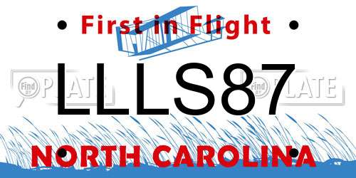 LLLS87 North Carolina License Plate