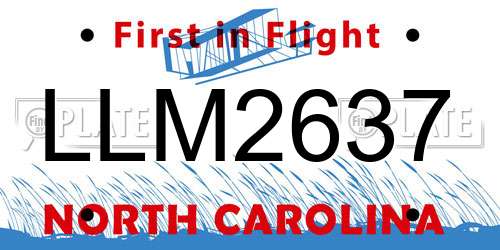 LLM2637 North Carolina License Plate
