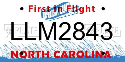 LLM2843 North Carolina License Plate