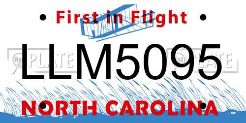 LLM5095 North Carolina License Plate