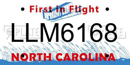 LLM6168 North Carolina License Plate