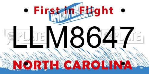 LLM8647 North Carolina License Plate