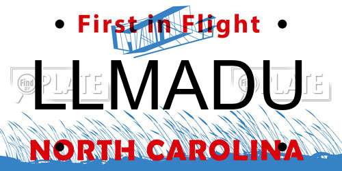 LLMADU North Carolina License Plate
