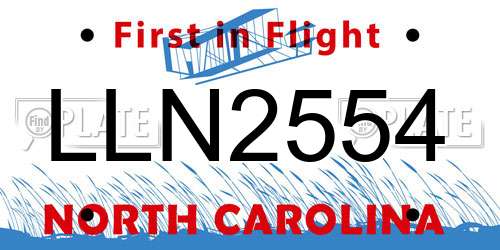 LLN2554 North Carolina License Plate