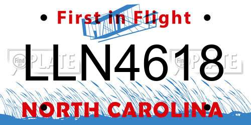 LLN4618 North Carolina License Plate