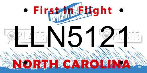LLN5121 North Carolina License Plate