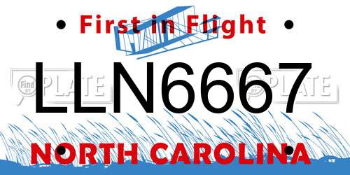 LLN6667 North Carolina License Plate