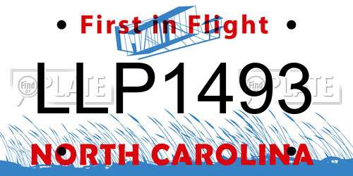 LLP1493 North Carolina License Plate