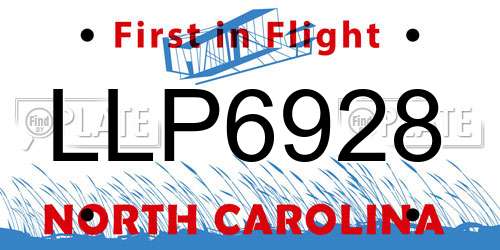 LLP6928 North Carolina License Plate