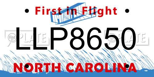 LLP8650 North Carolina License Plate