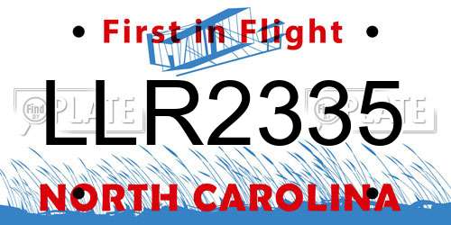 LLR2335 North Carolina License Plate