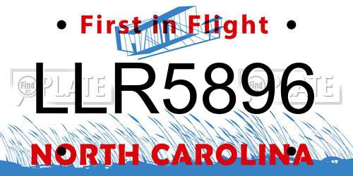 LLR5896 North Carolina License Plate