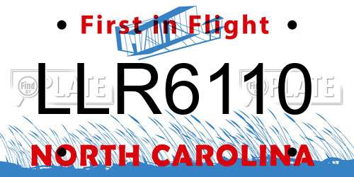 LLR6110 North Carolina License Plate