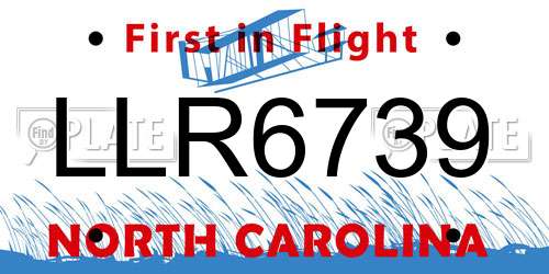 LLR6739 North Carolina License Plate