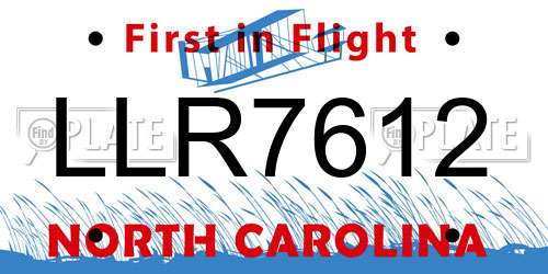 LLR7612 North Carolina License Plate
