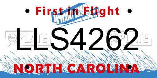 LLS4262 North Carolina License Plate