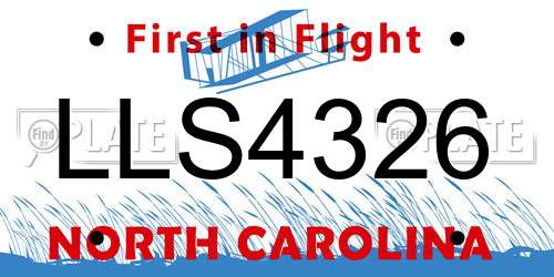 LLS4326 North Carolina License Plate