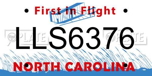 LLS6376 North Carolina License Plate