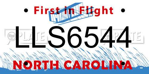 LLS6544 North Carolina License Plate