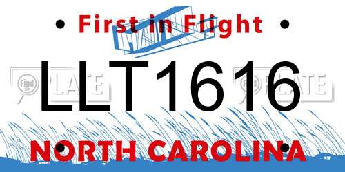 LLT1616 North Carolina License Plate