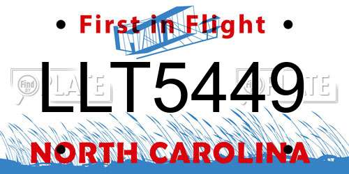 LLT5449 North Carolina License Plate