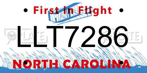 LLT7286 North Carolina License Plate