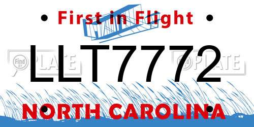 LLT7772 North Carolina License Plate