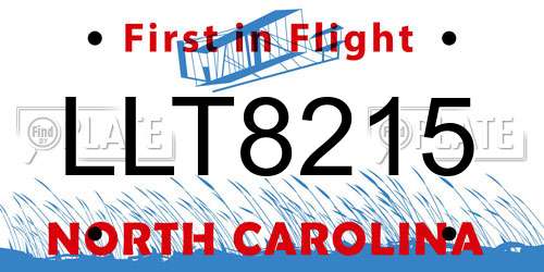 LLT8215 North Carolina License Plate
