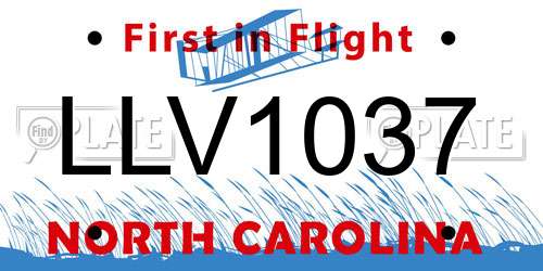 LLV1037 North Carolina License Plate