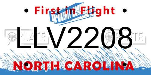 LLV2208 North Carolina License Plate