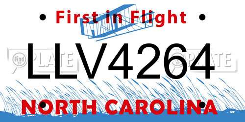 LLV4264 North Carolina License Plate