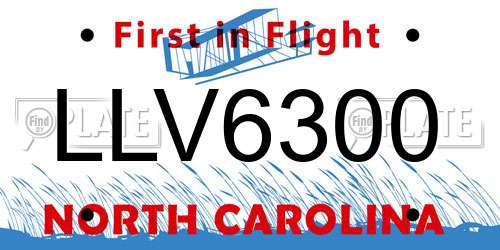 LLV6300 North Carolina License Plate